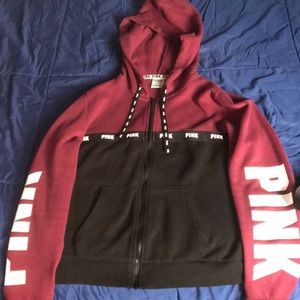 Burgundy Pink Zipper Hoodie